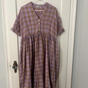 Heinui Nell Dress in Purple Check - Medium